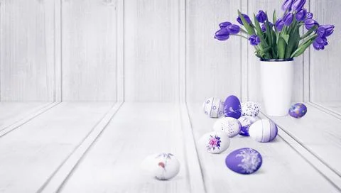Beautiful Easter background with colorful Easter eggs Stock Photos
