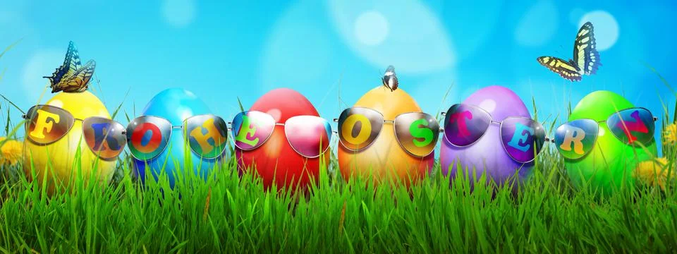 Beautiful Easter background with colorful Easter eggs Stock Photos