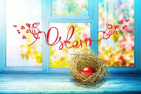 Beautiful Easter background with colorful Easter eggs Stock Photos