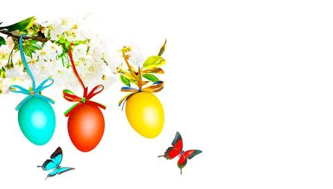 Beautiful Easter background with colorful Easter eggs Stock Photos