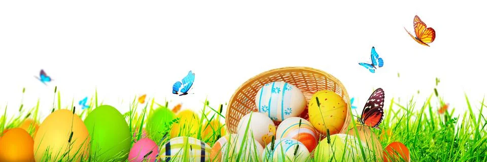 Beautiful Easter background with colorful Easter eggs Stock Photos