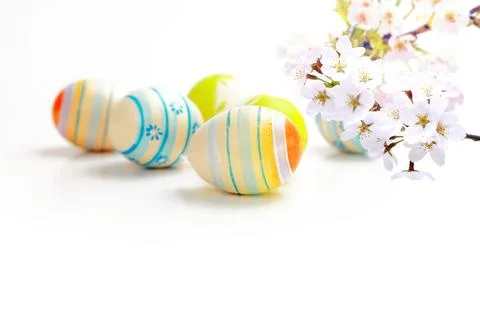 Beautiful Easter background with colorful Easter eggs Stock Photos