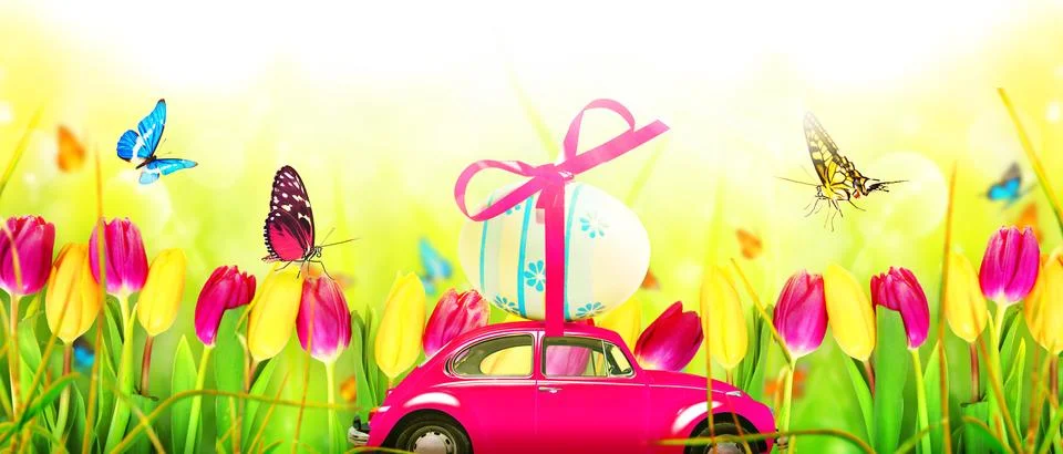 Beautiful Easter background with colorful Easter eggs Stock Photos