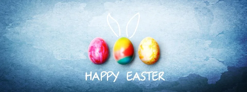 Beautiful Easter background with colorful Easter eggs Stock Photos