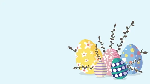 Beautiful Easter Background, Cute Easter Symbols Stock Footage 151466104