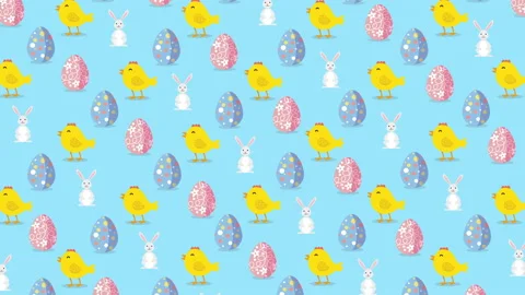 Beautiful Easter Background, Cute Easter Symbols Stock Footage 151466550