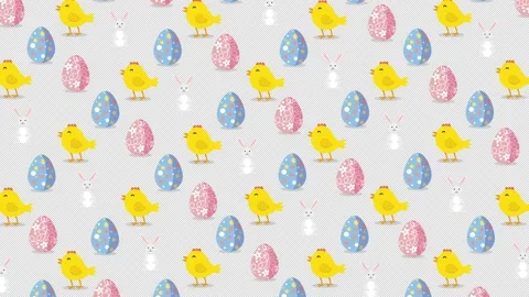 Beautiful Easter Background, Cute Easter Symbols alpha channel Stock Footage 151466730