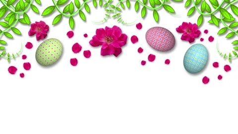 Beautiful easter background decorated with Rose flower, green animated leav.. 스톡 동영상 306077476