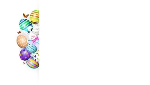 Beautiful Easter background with Easter rabbit. 3d illustration Easter com... Stock Photos