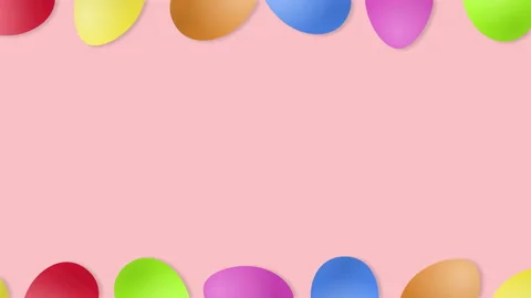 Beautiful Easter background with rolling eggs and copy space, loop. Stock-Footage 125028217