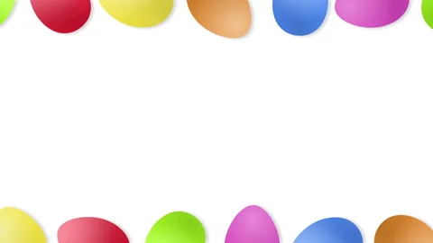 Beautiful Easter background with rolling eggs and copy space, loop. Video stock 125028504
