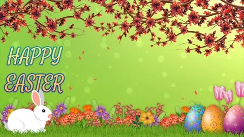 Beautiful easter blessings with cute bunny orenge flower and decorated east.. Stock Footage 268573246
