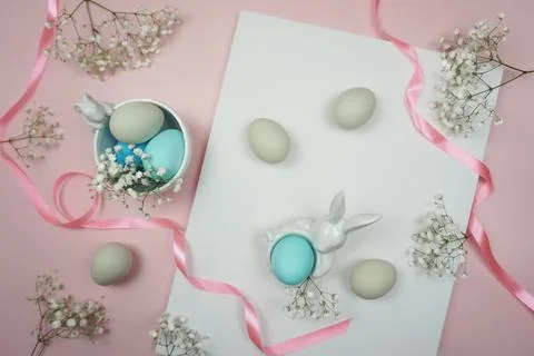 Beautiful Easter card in delicate pink tones Stock Photos