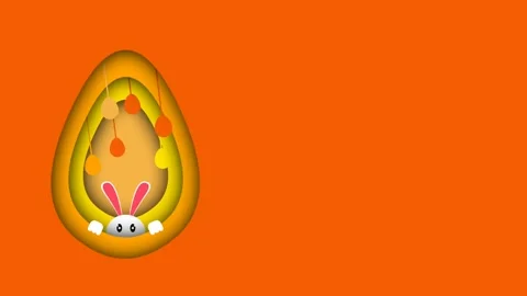 Beautiful Easter celebration animation with small rabbit in egg shape and S.. Stock Footage 235552439