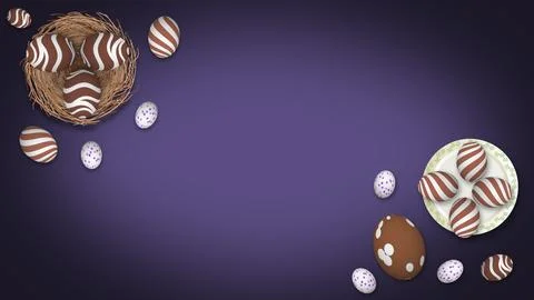 Beautiful easter chocolate eggs on dark background. 스톡 일러스트