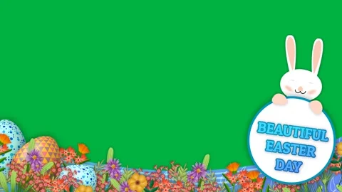 Beautiful easter day animation with white bunny with colourful flowers and .. Stock Footage 268573326