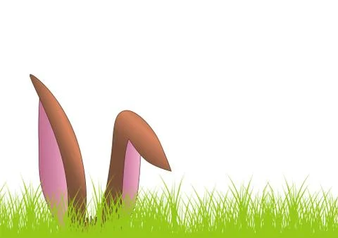 Beautiful Easter day design with bunny ears and grass Illustrazione stock