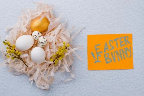 Beautiful Easter decoration on light background. Stock Photos