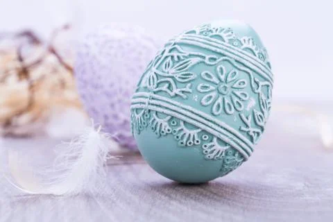 Beautiful easter egg decoration colorfull eggs seasonal pastel Stock Photos