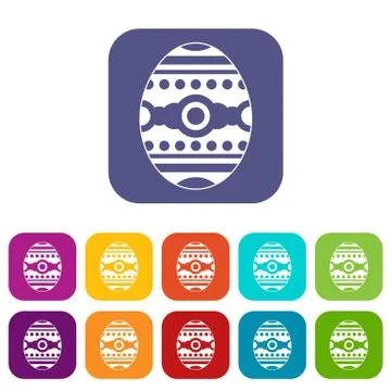 Beautiful easter egg icons set flat Stock Illustration