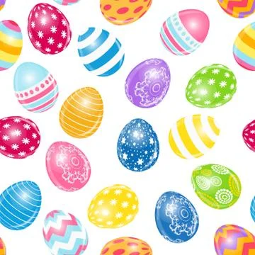 Beautiful Easter Egg Seamless Pattern Background Vector Illustra Stock Illustration