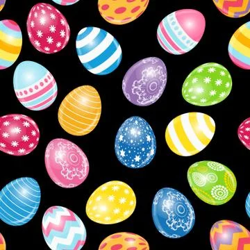Beautiful Easter Egg Seamless Pattern Background Vector Illustration Stock Illustration