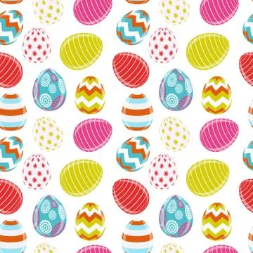 Beautiful Easter Egg Seamless Pattern Background Vector Illustra Stock Illustration