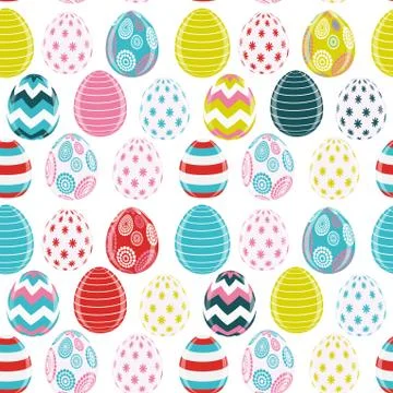 Beautiful Easter Egg Seamless Pattern Background Vector Illustra Stock Illustration