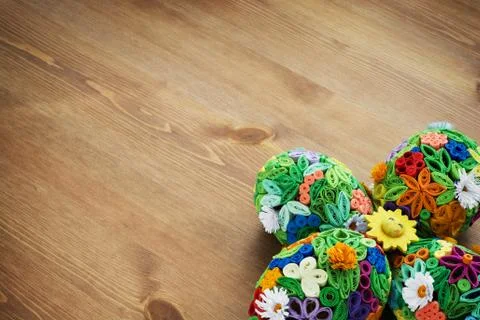 Beautiful easter eggs made of colored paper Stock Photos