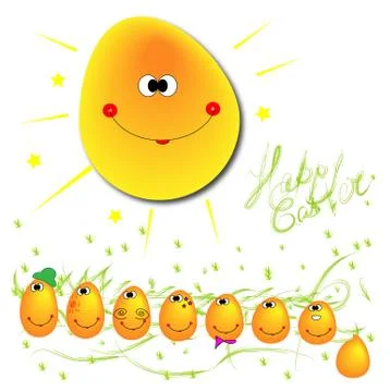 Beautiful Easter eggs on spring grass Иллюстрация