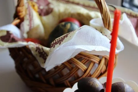 Beautiful Easter eggs on a white background Stock Photos