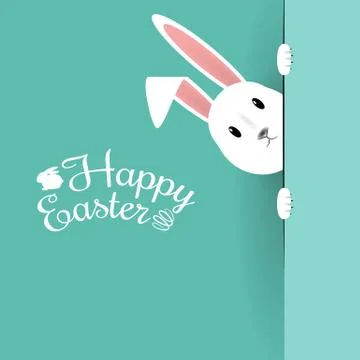 Beautiful Easter Hare on blue background. Vector Illustration Stock Illustration