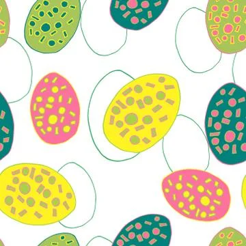 Beautiful easter pattern, decorative eggs, painted diffrent colors. Illustrazione stock