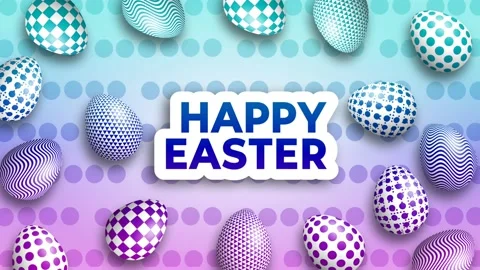Beautiful Easter pink and blue colour changing background with happy Easter.. Stock Footage 235552385