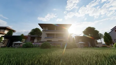 Beautiful ecological environment in high-end villa community Stock Footage 288085842