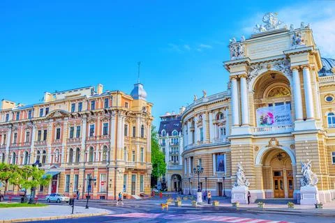 The beautiful edifices and Opera Theater of Odessa, Ukraine Stock Photos