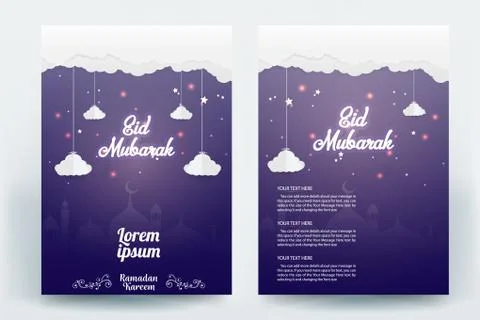 Beautiful Eid Mubarak flyer brochure vector template design Stock Illustration