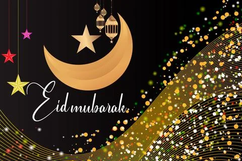 Beautiful Eid Mubarak wishes with Eid Mubarak calligraphy and Eid Mubarak g.. Stock Illustration