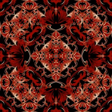 Beautiful elegant Baroque vector seamless pattern. Luxury ornamental Damask 스톡 일러스트