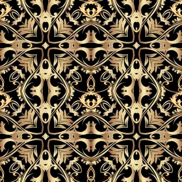 Beautiful elegant Baroque vector seamless pattern. Luxury ornamental Damask Illustrazione stock