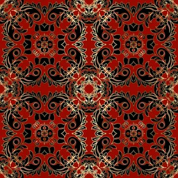 Beautiful elegant Baroque vector seamless pattern. Luxury ornamental Damask Stock Illustration
