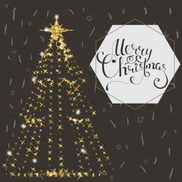 Beautiful elegant Christmas tree. Vector illustration on a dark background. Stock Illustration