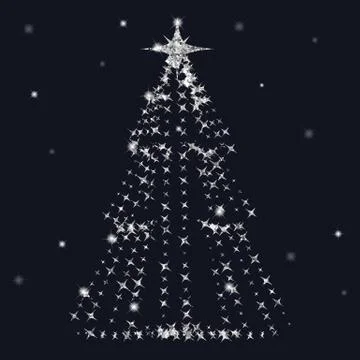 Beautiful elegant Christmas tree. Vector illustration on a dark background. Stock Illustration
