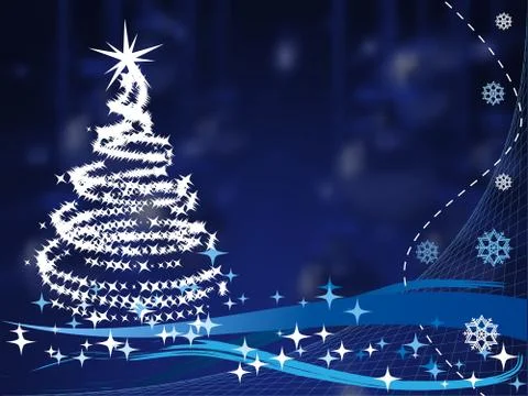 Beautiful elegant Christmas tree. Vector illustration on a dark background. Stock Illustration