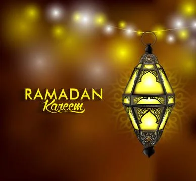 Beautiful Elegant Ramadan Kareem Lantern or Fanous Hanging Illustrazione stock