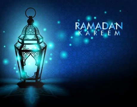 Beautiful Elegant Ramadan Kareem Lantern or Fanous With Lights Stock Illustration