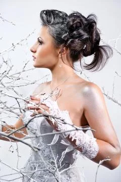 Beautiful elegant young bride Stock Photos