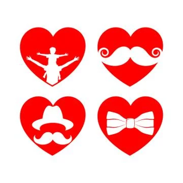 Beautiful elements for cards with a beard, mustaches, hats and sunglasses Stock Illustration