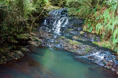 Beautiful Elephant Falls, the Three steps water falls, in Shillong, Meghalaya Stock Photos