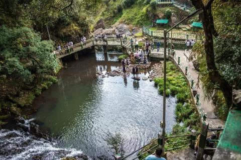 Beautiful Elephant Falls, the Three steps water falls, in Shillong, Meghalaya Stock Photos